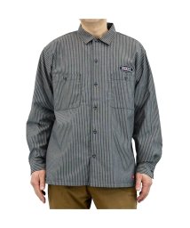 MAC HOUSE(men)(マックハウス（メンズ）)/[大きいサイズ] Dickies ディッキーズ ワッペンストライプシャツ キングサイズ 3178－4071KG/チャコール