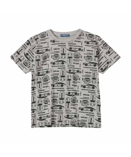 MAC HOUSE(kid's)(マックハウス（キッズ）)/T－GRAPHICS ティーグラフィックス レーシングカー総柄半袖Tシャツ MAB23101/グレー