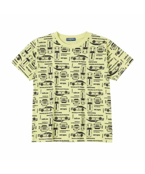 MAC HOUSE(kid's)(マックハウス（キッズ）)/T－GRAPHICS ティーグラフィックス レーシングカー総柄半袖Tシャツ MAB23101/ライトグリーン