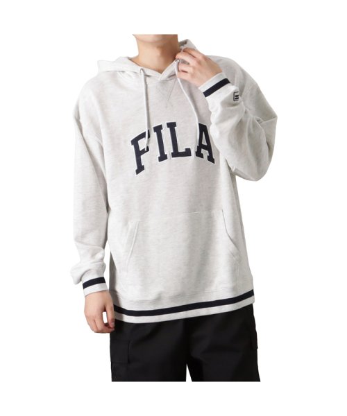 MAC HOUSE(men)(マックハウス（メンズ）)/FILA フィラ ラインリブカレッジロゴパーカー FH8098－EC/オートミール