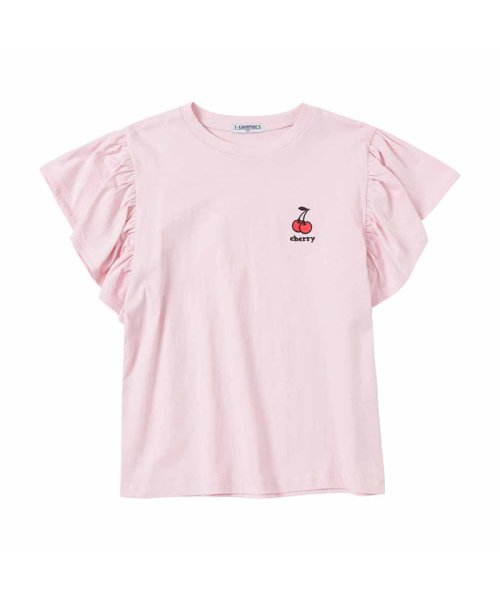 MAC HOUSE(kid's)(マックハウス（キッズ）)/T－GRAPHICS ティーグラフィックス フルーツ袖フリル半袖Tシャツ MAG23124/ピンク