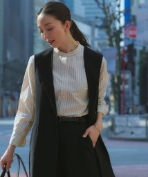 NIJYUSANKU（SMALL SIZE）(23区（小さいサイズ）)/【洗える】CANCLINI バンドカラー シャツ/アイボリー×ブラックストライプ