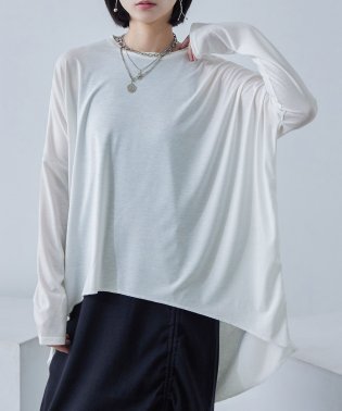 Fashion Letter/Fashion Letter ファッションレター ベア天竺 ロングTシャツ ロンT ロングスリーブ テールカット 変形トップス トップス カットソー 長袖 無地/505179369