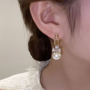 miniministore/ピアス 韓国 揺れる パールリボンピアス/505180007