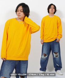 1111clothing(ワンフォークロージング)/トレーナー 無地 メンズ スウェット レディース クルーネック プルオーバー ヘビーウェイト オーバーサイズ 大きいサイズ 韓国ファッション 春 秋 おしゃれ/ダークイエロー