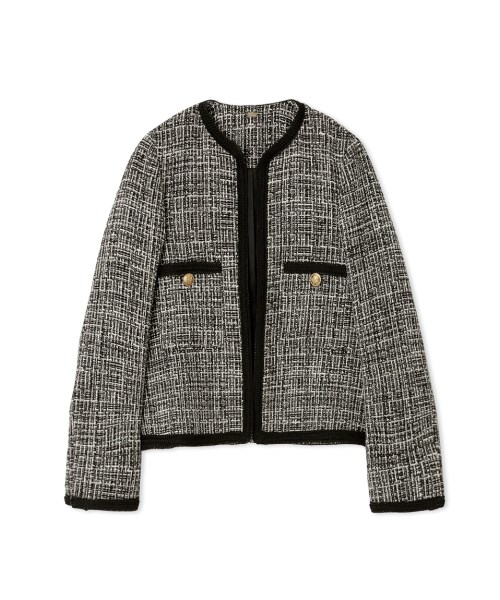 セール】パッチポケット金ボタンショートツイードジャケット(505182316