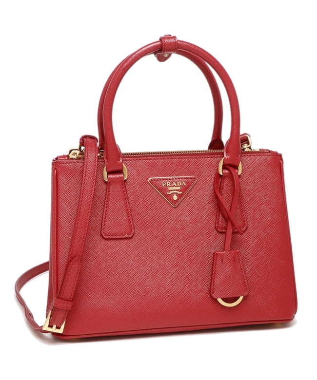 プラダ ハンドバッグ ショルダーバッグ ガレリア サフィアーノルクス トライアングルロゴ レッド レディース PRADA 1BA896 NZV EOO  F068