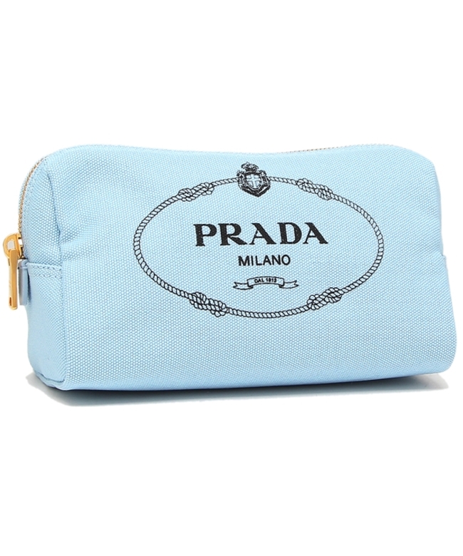 セール】プラダ ポーチ カナパロゴ ブルー ブラック レディース PRADA