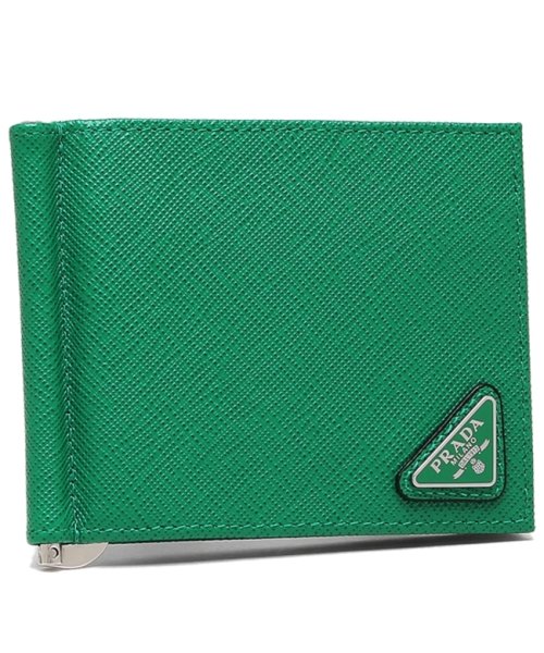 プラダ 二つ折り財布 サフィアーノ トライアングルロゴ マネークリップ カードケース グリーン メンズ PRADA 2MN077 QHH  F0458(505180959) | プラダ(PRADA) - MAGASEEK