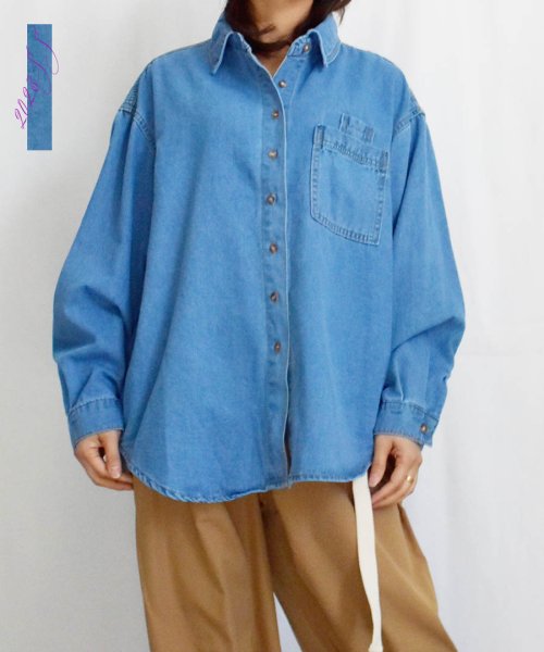 ARGO TOKYO(アルゴトウキョウ)/Big Pocket Denim Shirt 23001　ビッグポケットデニムシャツ　デニム　シャツ　ブラウス　トップス　春　秋　新作/ブルー