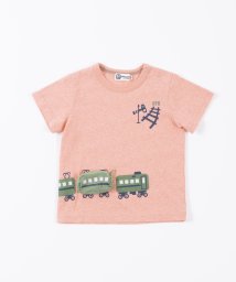 KP BOY(ケーピーボーイ)/KPBOY(ケーピーボーイ)電車プリントのカラー杢天竺半袖Tシャツ(80～90)/ライトピンク