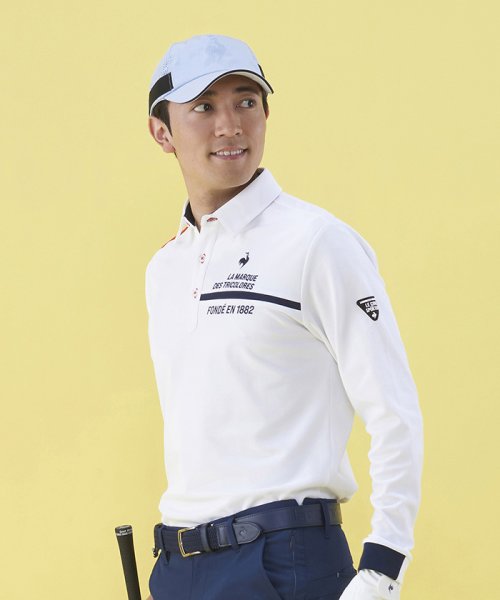 le coq sportif GOLF (ルコックスポルティフ（ゴルフ）)/ベーシック長袖ポロシャツ (吸汗速乾/ストレッチ/UV CUT(UPF50+)/WH00のみKEEP CLEAN)【アウトレット】/ホワイト