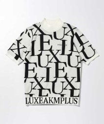 LUXEAKMPLUS(LUXEAKMPLUS)/LUXEAKMPLUS(リュクスエイケイエムプラス)ゴルフ 総柄ロゴ半袖モックネックニット【ゴルフ】/ホワイト