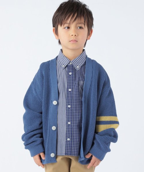 SHIPS KIDS(シップスキッズ)/【SHIPS KIDS別注】ARCH&LINE:110～145cm / ギマ コットン カーディガン/ブルー