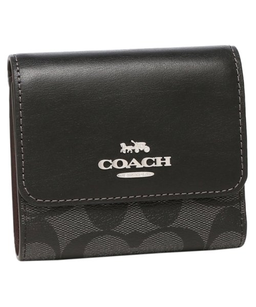 COACH(コーチ)/コーチ アウトレット 三つ折り財布 シグネチャー ミニ財布 グレー ブラック レディース COACH CE930 SVTSQ/その他