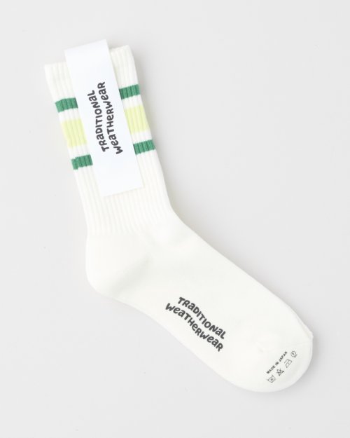 Traditional Weatherwear(トラディショナル　ウェザーウェア)/WAVE LOGO LINE SOCKS LDS/オフホワイト