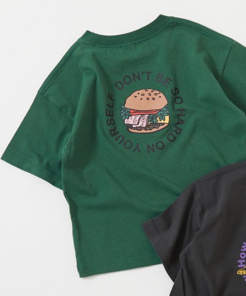 devirock(デビロック)/デビラボ BIGシルエット プリント半袖Tシャツ 子供服 キッズ ベビー 男の子 女の子 トップス 半袖Tシャツ Tシャツ /グリーン系1