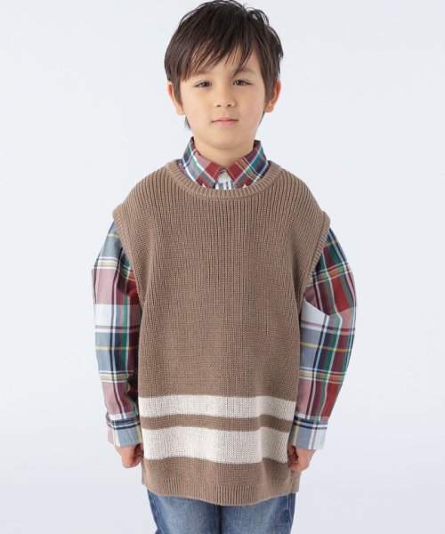 SHIPS KIDS(シップスキッズ)/【SHIPS KIDS別注】ARCH&LINE:110～145cm / ギマ コットン ベスト/キャメル