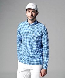 Munsingwear(マンシングウェア)/SUNSCREENギンガムチェックプリントボタンダウン長袖シャツ(UV CUT(UPF15)/吸汗速乾/遮熱)【アウトレット】/ブルー×ホワイト