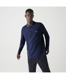 LACOSTE Mens(ラコステ　メンズ)/長袖 リブ カラ－ポロシャツ L1313 （杢・長袖)/ダークインディゴブルー