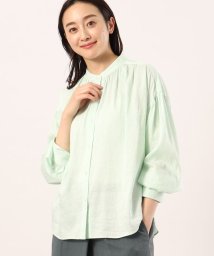 UNTITLED(アンタイトル)/【接触冷感／1枚でも羽織でも】リネン混 ギャザーデザインシャツ/ライトグリーン（021）