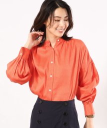 UNTITLED(アンタイトル)/【接触冷感／1枚でも羽織でも】リネン混 ギャザーデザインシャツ/オレンジ（067）