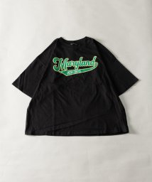 Nylaus(ナイラス)/ビッグシルエット アソートロゴプリント ショートスリーブTシャツ 半袖Tシャツ/ブラック系1