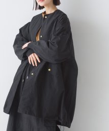 OMNES(オムネス)/【OMNES】撥水加工ナイロンノーカラー裾ドローコードブルゾン/ブラック