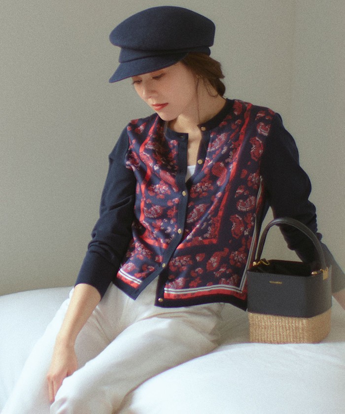 ユナイテッドアローズ スカーフ プリント コンビ カーディガン | www