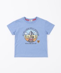 KP BOY(ケーピーボーイ)/KPBOY(ケーピーボーイ)【日本製】車と山プリントの天竺半袖Tシャツ(100～130)/ライトブルー