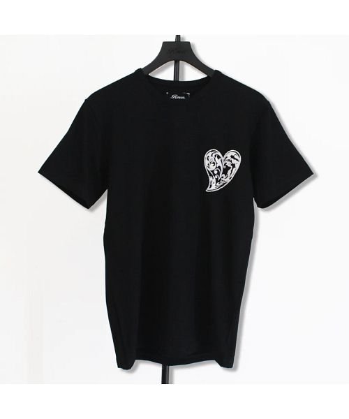 Roen(Roen)/PAISLEY HEART SKULL T/BLACK