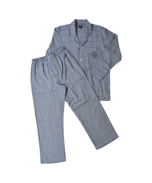 NEWYORKER HOME(ニューヨーカーホーム)/ニューヨーカーホーム NEWYORKER HOME ルームウェア 上下 メンズ パジャマ 長袖 前開き TAILORED PAJAMAS グレー レッド ブルー/ブルー