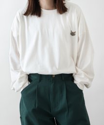 ZIP FIVE(ジップファイブ)/動物刺繍長袖ロンTシャツ/ホワイト系2