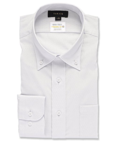 TAKA-Q(タカキュー)/形態安定 吸水速乾 スタンダードフィット ボタンダウン 長袖 シャツ メンズ ワイシャツ ビジネス yシャツ 速乾 ノーアイロン 形態安定/グレー