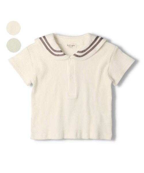 Kids Zoo(キッズズー)/【子供服】 kid´s zoo (キッズズー) セーラーカラーＴシャツ 80cm，90cm W30811/オフホワイト