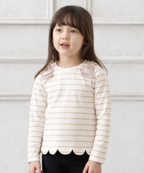 セール】裾スカラップボーダー 長袖 Tシャツ(505194406) エニファム(キッズ)(anyFAM(KIDS)) MAGASEEK