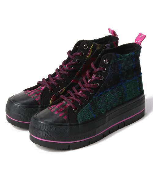 Desigual(デシグアル)/シューズ ウィメンズ スニーカーブーツ CRUSH BLACK&PINK/イエロー系