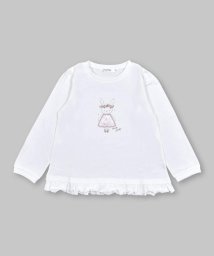 SLAP SLIP(スラップスリップ)/ウサギプリント裾フリル長袖Tシャツ(80~130cm)/オフホワイト