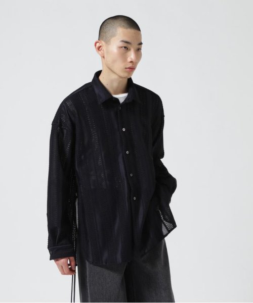 GARDEN(ガーデン)/Toironier/トワロニエ/Stripe Lace Regular Fit Shirt/ネイビー