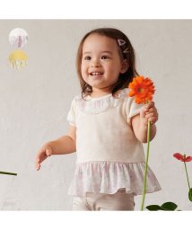 Kids Zoo(キッズズー)/【子供服】 kid´s zoo (キッズズー) 花柄シフォン切替半袖Ｔシャツ 80cm，90cm W40810/オフホワイト