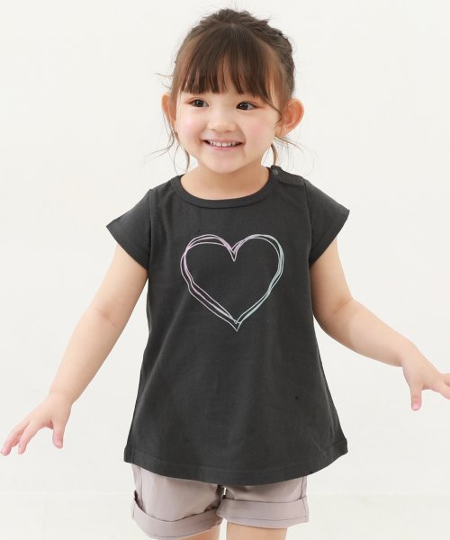 devirock(デビロック)/デビラボ プリントチュニックTシャツ 子供服 キッズ ベビー 女の子 トップス 半袖Tシャツ Tシャツ /ブラック