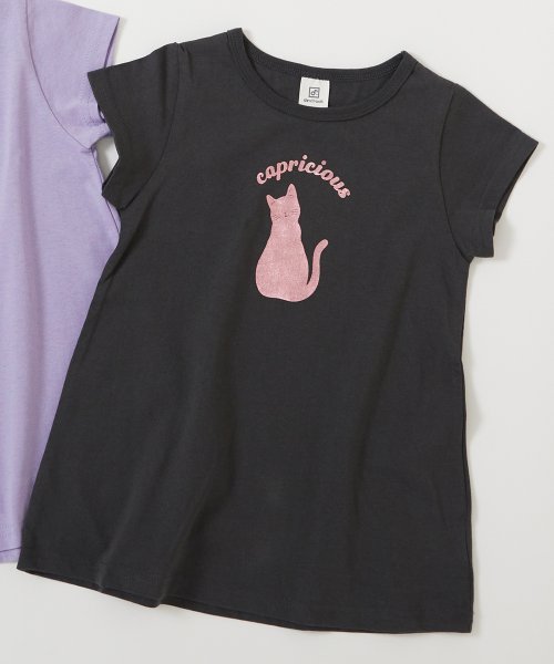 devirock(デビロック)/デビラボ プリントチュニックTシャツ 子供服 キッズ ベビー 女の子 トップス 半袖Tシャツ Tシャツ /ブラック系1