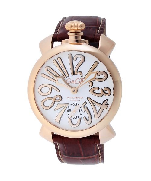 GaGa MILANO(ガガミラノ)/GaGaMILAN(ガガミラノ) MANUALE48MM 5011.08S－BRW メンズ ホワイト 手巻キ 腕時計/ホワイト