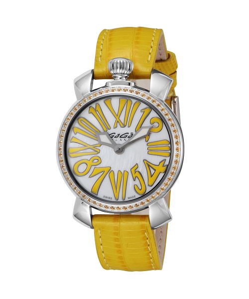GaGaMILAN(ガガミラノ) MANUALE35MMSTONES レディース ホワイト クォーツ 腕時計