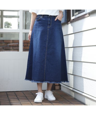 【ＩＮＤＩＭＡＲＫ】デニム・裾フリンジスカート