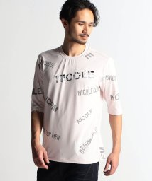NICOLE CLUB FOR MEN(ニコルクラブフォーメン)/ロゴプリント5分袖Tシャツ/08ピンク