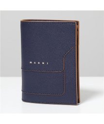 MARNI(マルニ)/【MARNI(マルニ)】二つ折り財布 PFMOQ14U07 LV520 レディース サフィアーノレザー ミニ財布 ロゴ /ネイビー系