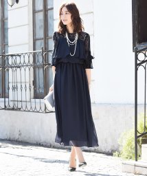 RUIRUE BOUTIQUE(ルイルエブティック)/レーススリーブロングワンピース「U621」/ネイビー