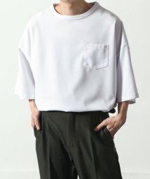 Nilway(ニルウェイ)/梨地クルーネックオーバーサイズTシャツ/ポケット付き/ホワイト