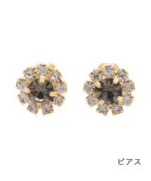 cream dot(クリームドット)/華やぐカラーのフラワービジューピアス/イヤリング/グレー系1